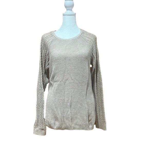 Sonoma Sweaters - Sonoma Tan Ribbed Knit Long Sleeve Sweater Medium